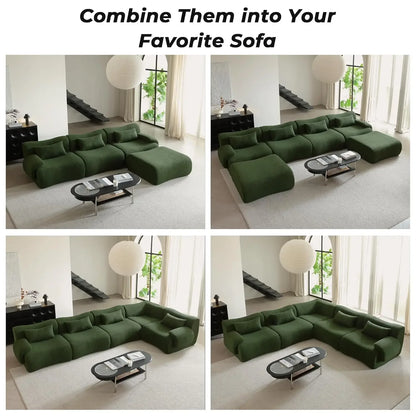 115" Modular Sectional Sofa, Deep Seat Teedy Boucle Boneless L-Shaped Sofa, Modern Oversized Cloud Couch Sectional, Customized