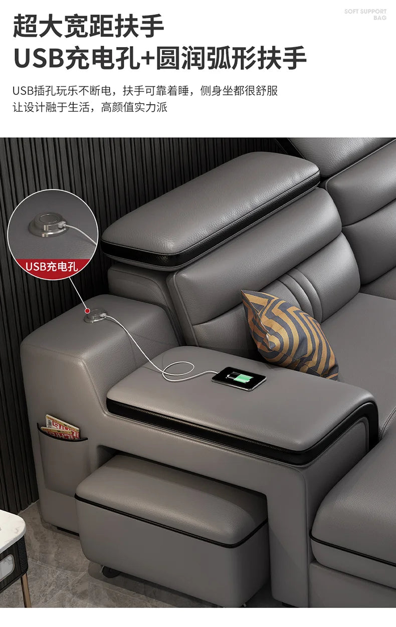 Genuine Leather Modern Sofas Luxury Classic Bedrooms Cinema Sofas Comfortable Straight Muebles Para El Hogar Home Accessories