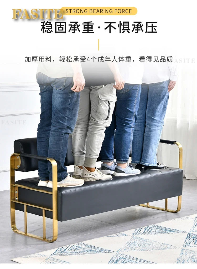 Same light luxury lounge chair, hair salon, nail salon, light luxury stainless steel sofa , lounge area