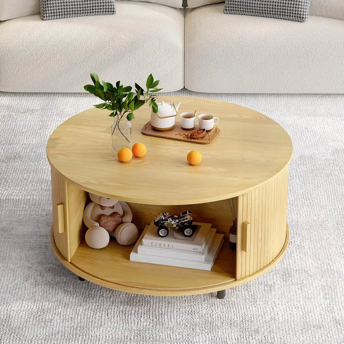 Round Coffee Table with Storage, 31.5