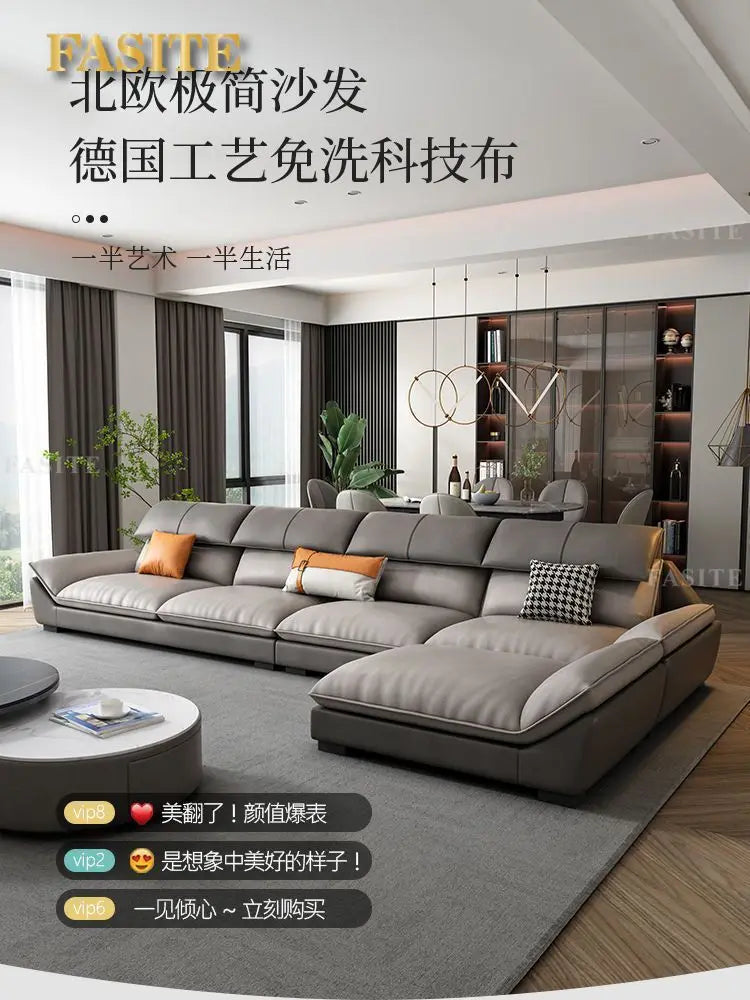 Nordic leave-in light luxury technology cloth sofa modern simple living room fabric latex minimalist sofa