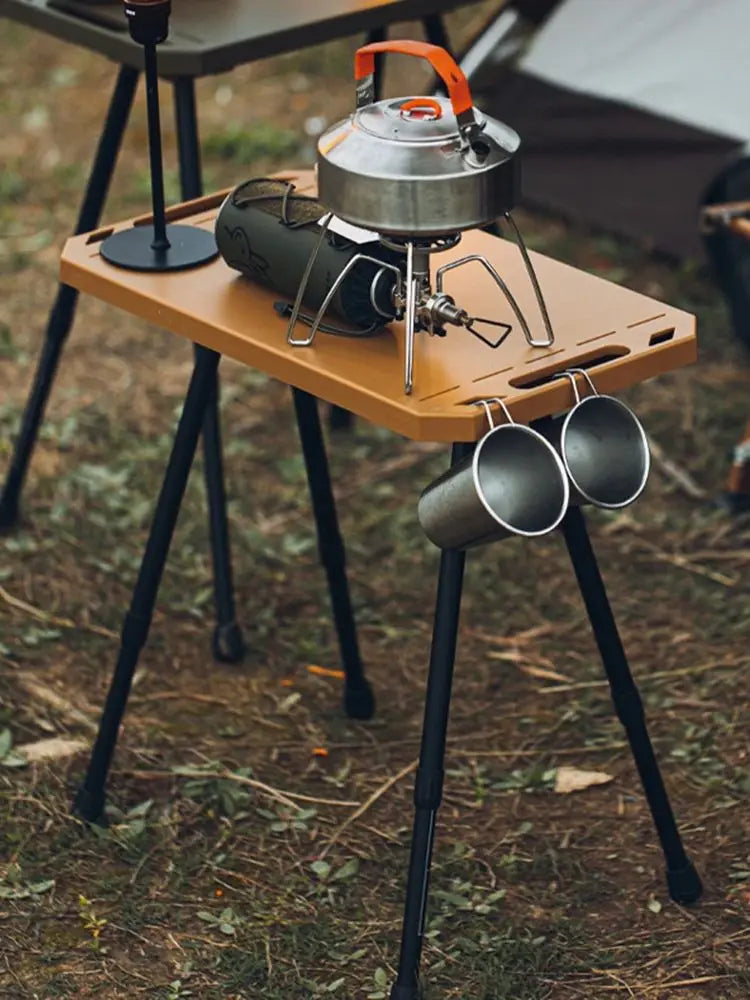 Folding Table for Camping Height Adjustable Outdoor Portable Lightweight with Carry Bag Two-Sides Hanging Cookware Hiking Picnic