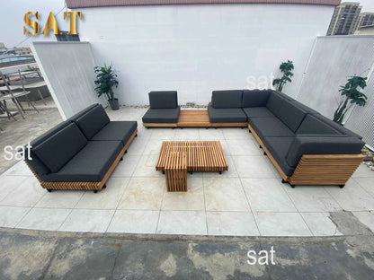 European Contemporary Teak Sofa Set Outdoor Furniture for Living Room Courtyard Hotel Villa Bedroom Park