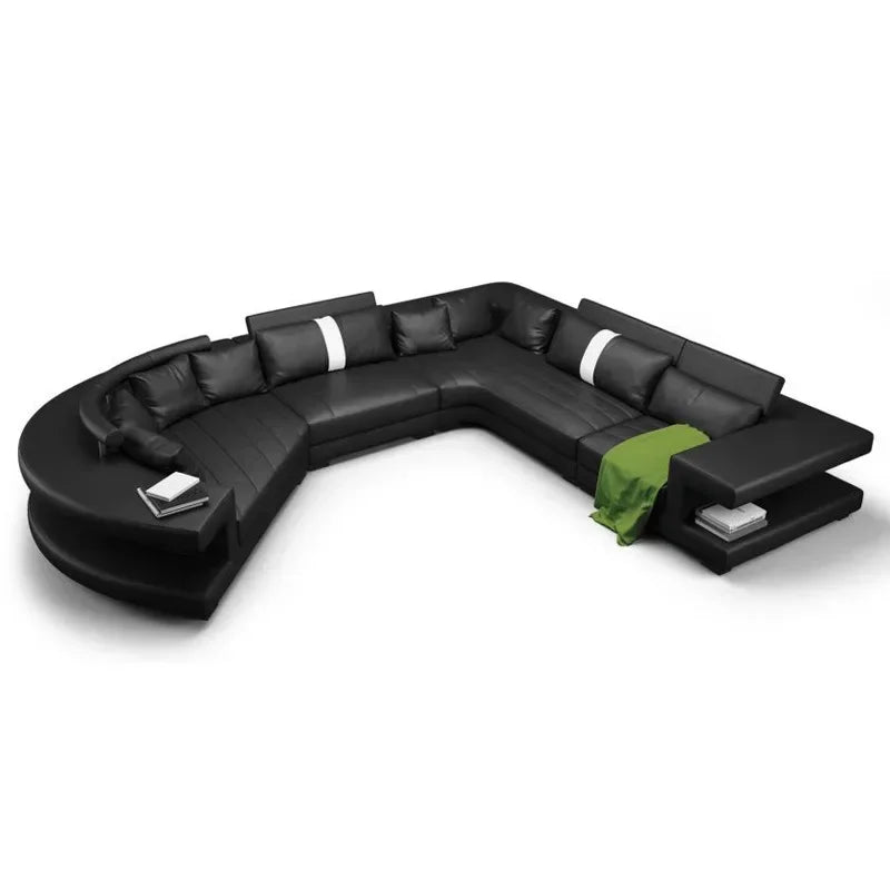 New Arrival Modern Living Room Leather Sofa, Lounge Chair, Living Room Designer Combination Sofa, U-shaped Sofa, Luxury Leather