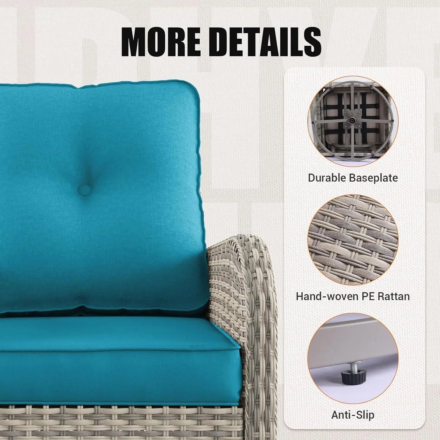 9-Piece Outdoor Patio Furniture Set with Rocking Swivel Chair Wicker Sectional Sofa Set, Patio Conversation Set, Customized