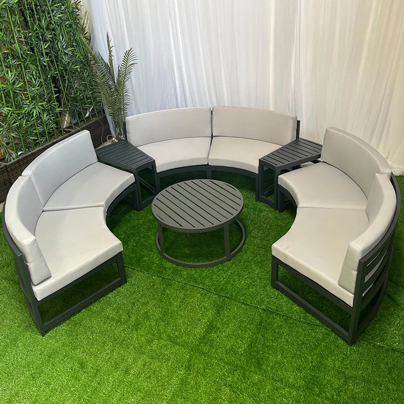 Rattan sofa combination courtyard garden leisure outdoor living room custom semi-circular arc rattan chair terrace outdoor