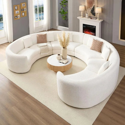 Modern Oversize Curved Sectional Sofa for Living Room,Home Office,Rearrangeable Modular Rounded Couch Cream-White