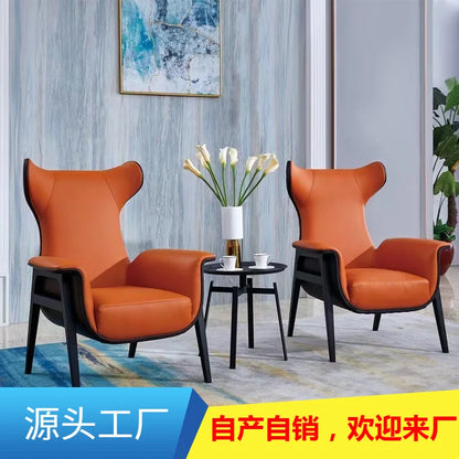 Nordic single sofa chair modern simple study balcony lazy leisure chair solid wood tiger chair