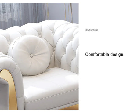 Canape Modern Living Room Furniture Couches Upholstered  Lounge Leather Sectional Tufted White Sofa Set