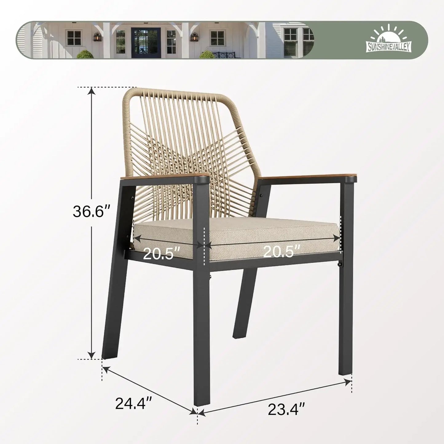 NEW Patio Dining Chairs Set of 6, All-Weather Woven Rattan Outdoor Chairs &Waterproof Cushion &Wrought Iron Frame