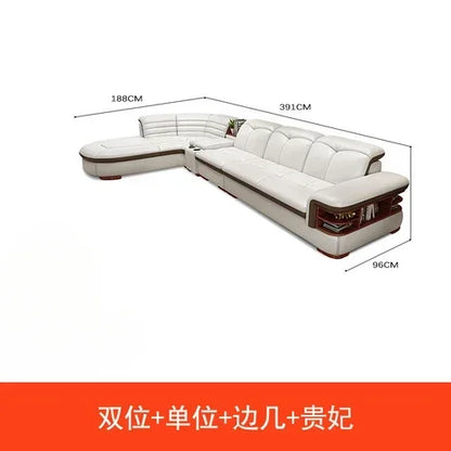 Premium Genuine leather sofa with cowhide top layer, modern and simple high-end living room corner combination