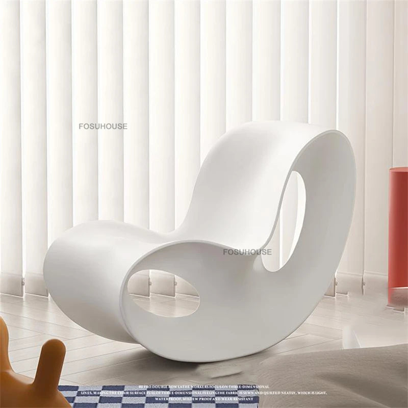 European Plastic Living Room Chairs Creative Rocking Chair Living Room Furniture Lazy Single Sofa Chair Designer Lounge Chair