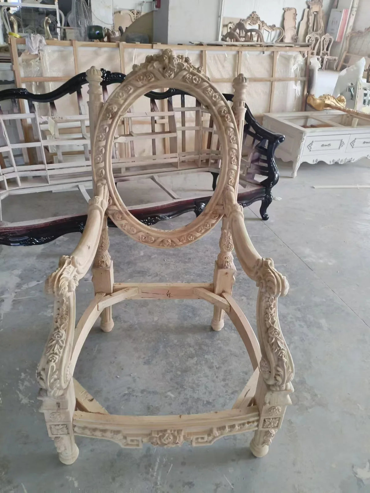 Solid wood dining table and chair combination size household, European style, carved