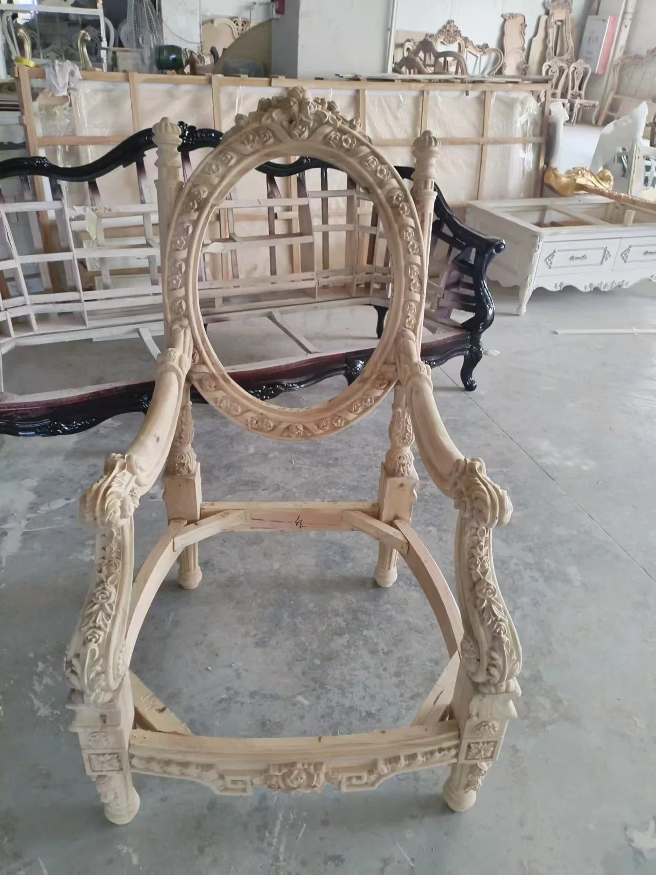Solid wood dining table and chair combination size household, European style, carved