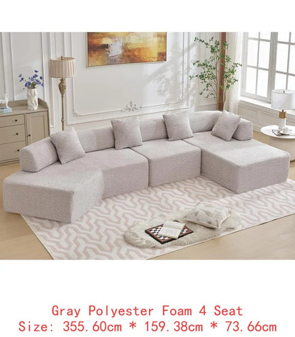 Modern Minimalist Sectional Sofa: L-Shape Cloud Couch with Deep Seats Right Chaise - Black