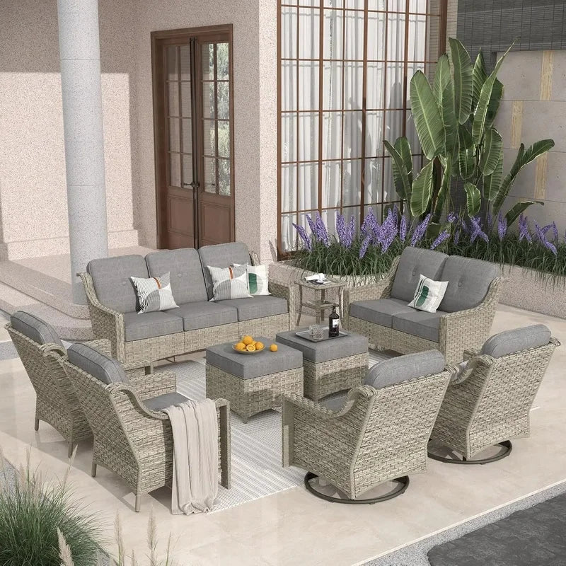 Rattan Outdoor Sofa Set for Patio, Garden, Poolside, and Deck Furniture