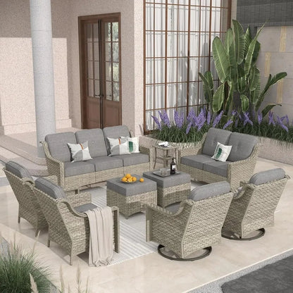 Rattan Outdoor Sofa Set for Patio, Garden, Poolside, and Deck Furniture