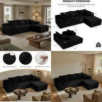"Modern Modular L-Shape Sectional Sofa with Deep Seating for Living Room, Boxed Cloud Couch"