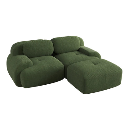 82'' Corner Sofa in Soft Cord Fabric, Modular Combined with Curved Armrests, Without Mounting, Highly Elastic Foam Upholstery