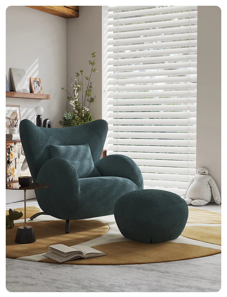 Cream Antelope Single Living Room Sofa Fabric Leisure Chair Middle Antique Lazy Sofa