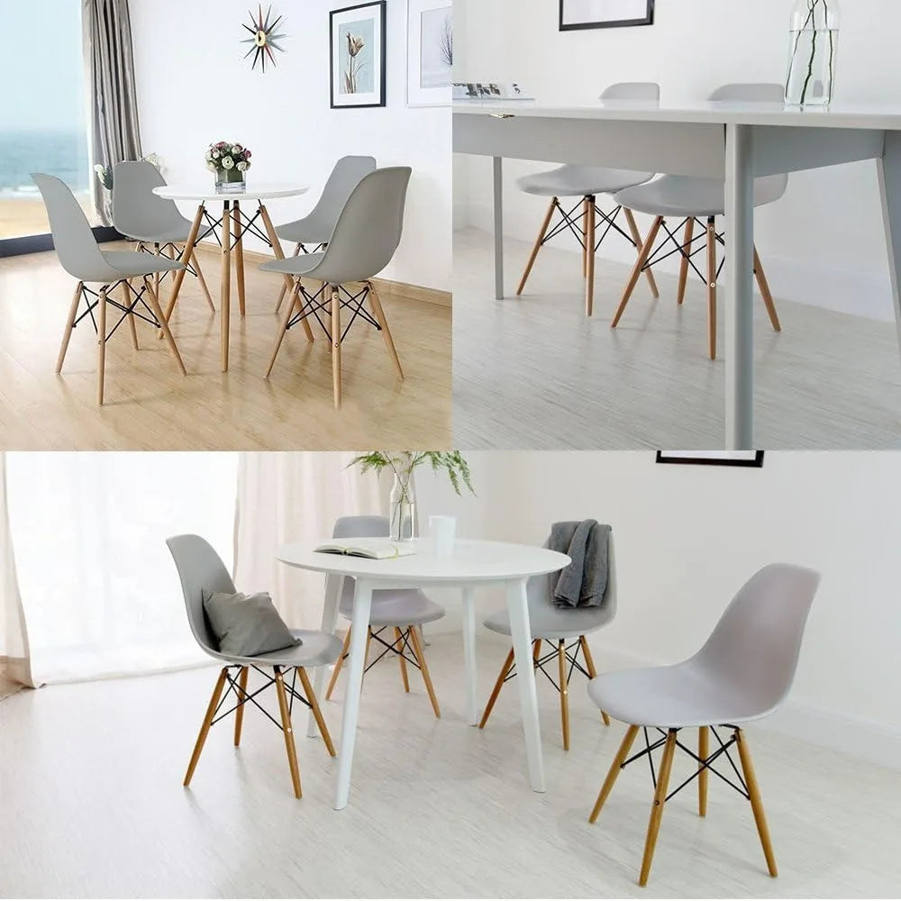 Furmax Modern Style Dining Chair Mid Century Modern DSW Chair, Shell Lounge Plastic Chair for Kitchen Chairs Set of 4(White)