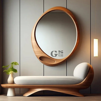 French retro bathroom mirror wall-mounted mirror American dressing table makeup mirror living room background wall decoration