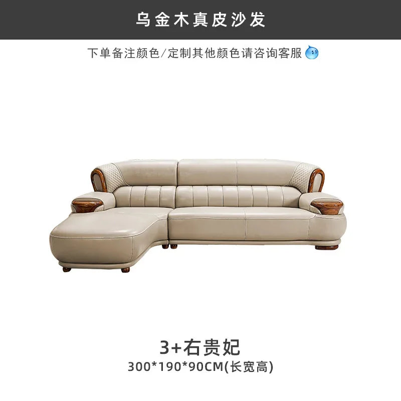 New Chinese ebony leather modern high-end living room home sofa furniture