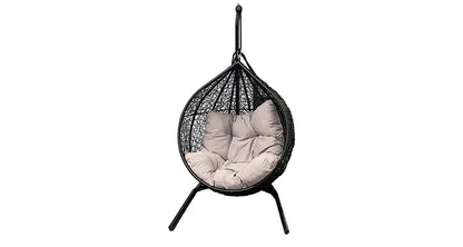 Modern Outdoor Garden Patio Courtyard Aluminium Metal Hanging Egg Swing With Stand Rattan Egg Swing Chair