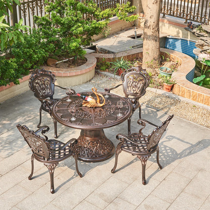 Cast Aluminum Outdoor Chair Set of 2 Beautifully Carved All Weather Patio Chairs Metal Bistro Chairs for Garden Porch Backyard