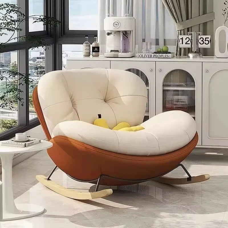Nordic Modern Luxury Living Room Chairs Rocking Recliner Chair Lounge Sofa Single Lazy Upholstered Adult Bedroom Relax Furniture