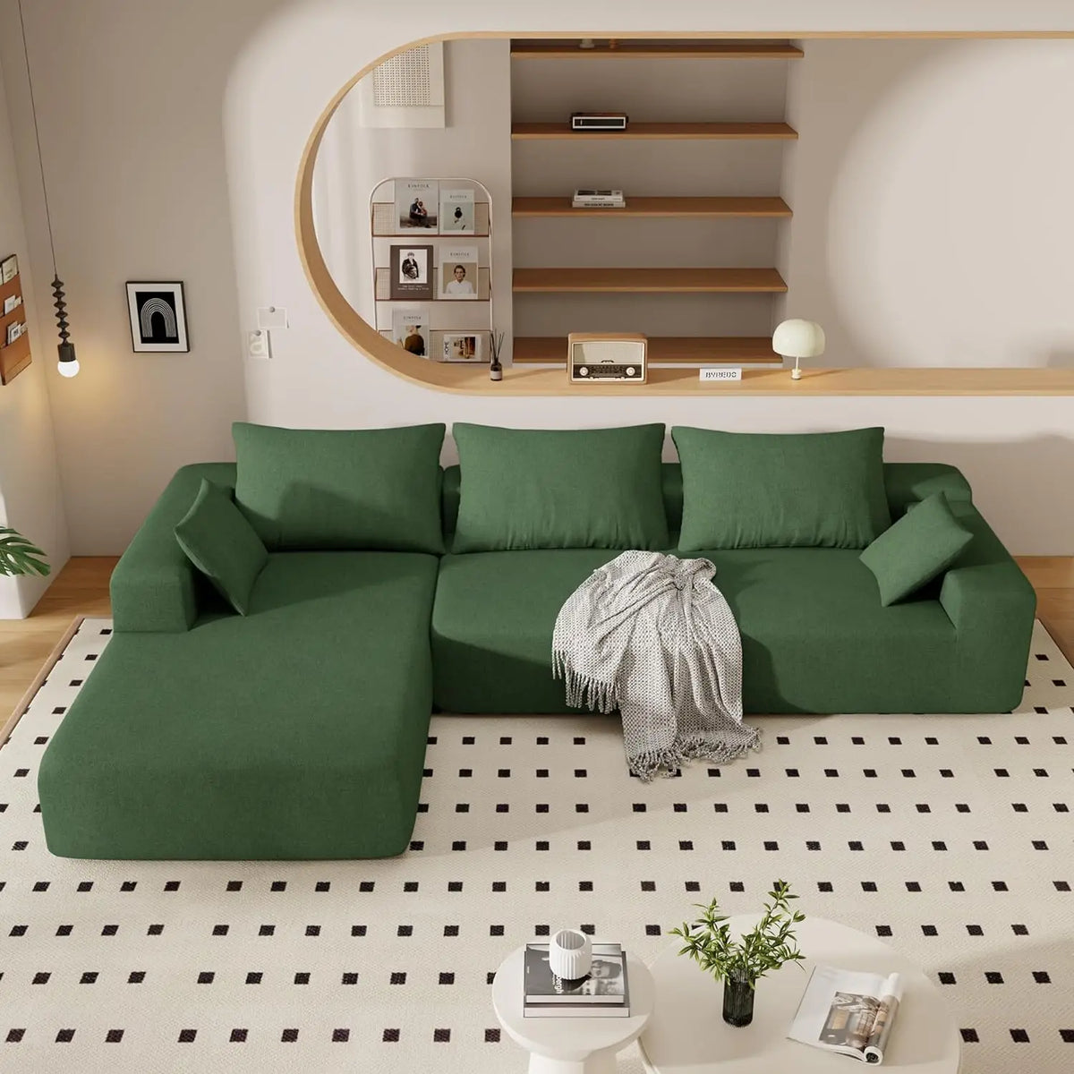 Modern tufted combination fabric compression combination sofa set L-shaped corner unit hotel villa apartment living room use
