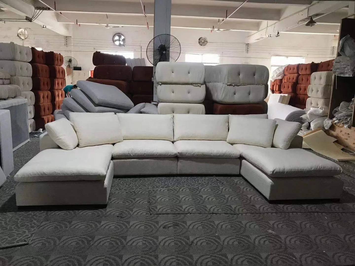 European Luxury Fabric L Shape Corner Sofa Chaise Modular Sectional Living Room Cloud Sofa