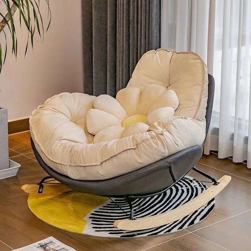 Lazy Sofa Rocking Chair Bedroom Lounge Chair Carefree Adult Living Room Single Balcony Leisure Rocking Chair Recliner Chairs