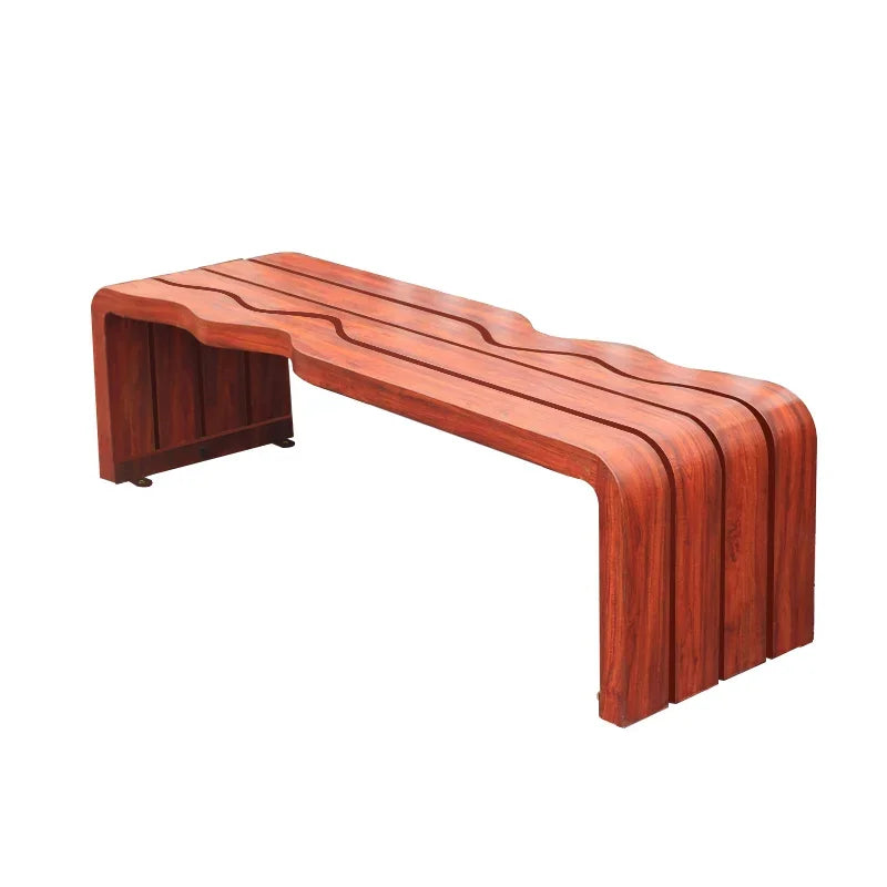 Banc d'extérieur de parc en fer forgé, chaise communautaire de loisirs, double banc carré d'extérieur, jardin en bois massif