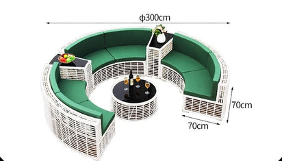 Outdoor sofa combination garden terrace leisure rattan circular courtyard outdoor open-air rattan chair sun room rattan sofa