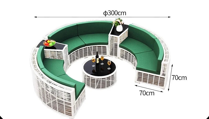 Outdoor sofa combination garden terrace leisure rattan circular courtyard outdoor open-air rattan chair sun room rattan sofa