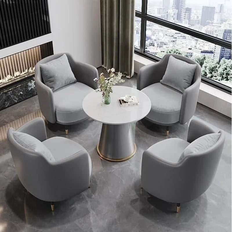 Custom minimalist light luxury single sofa coffee table set leisure hotel reception sales office negotiation table and chair