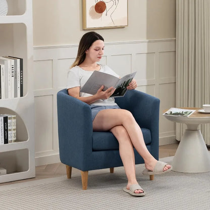 Modern Comfy Accent Barrel Chair with Armrest for Living Room Bedroom Reception Room or Cafe Soft Padded Design for Cozy Readin