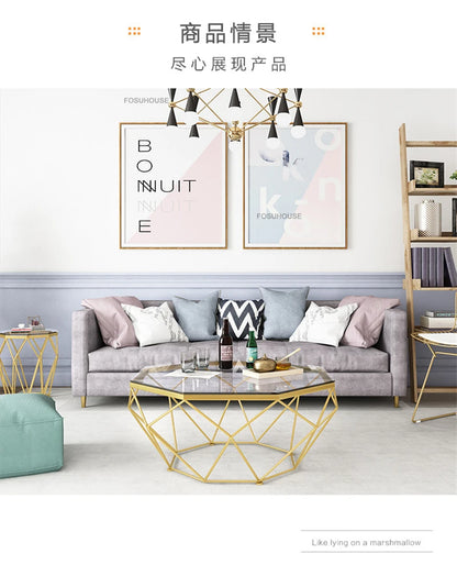 Nordic Light Luxury Tempered Glass Coffee Tables Small Apartment Sofa Side Table Simple Iron Corner Table Living Room Furniture