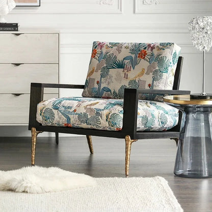 French retro solid wood sofa antique designer single living room study chair