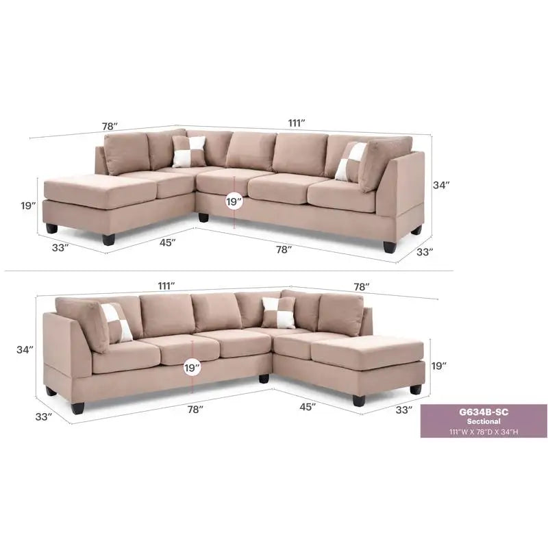Mocha Sectional Sofa (3 Boxes) - Stylish and Comfortable Living Room Furniture