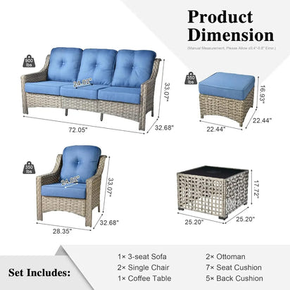 Wicker Outdoor Furniture Patio Conversation Rattan Sofa Set for Garden,Poolside,Backyard,Deck