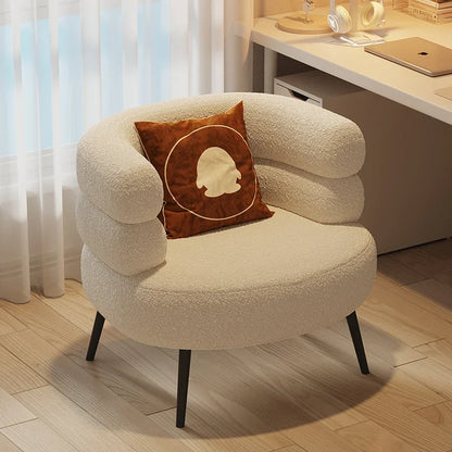 Internet celebrity backrest sofa lamb wool lazy sofa chair living room bedroom cloakroom casual makeup chair dresser chair