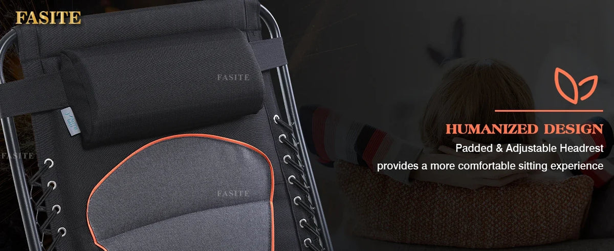 Padded Zero Gravity Lounge Chair Folding Patio Recliner with Adjustable Headrest & Cup Holder, Support 350 LBS (Grey)