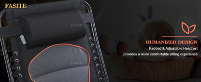 Padded Zero Gravity Lounge Chair Folding Patio Recliner with Adjustable Headrest & Cup Holder, Support 350 LBS (Grey)