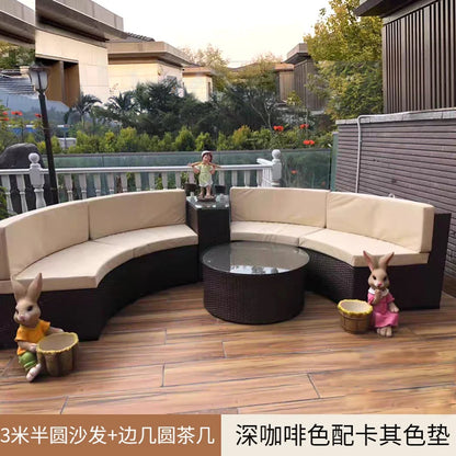 Outdoor rattan sofa courtyard open-air combination seat pe imitation rattan outdoor garden leisure balcony full circle curved ch