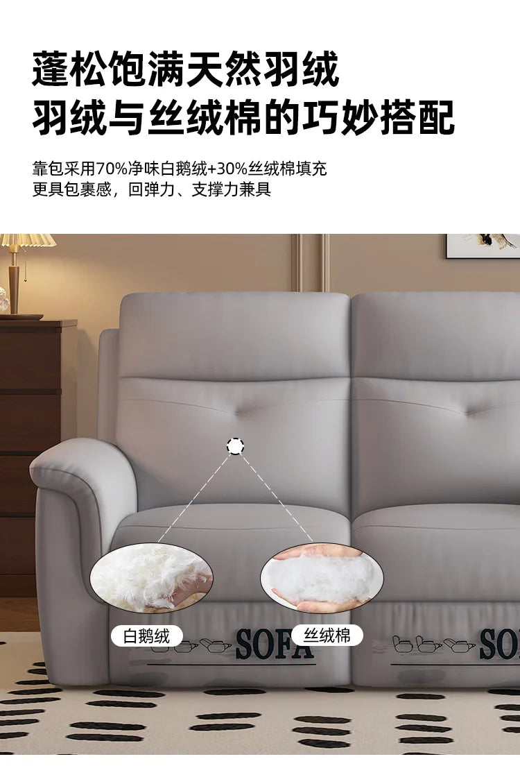 Comfort Electric Recliner Sofa Leather Sectional Genuine Retractable Combined Couch Bed Convertible Divano Letto Furnitures