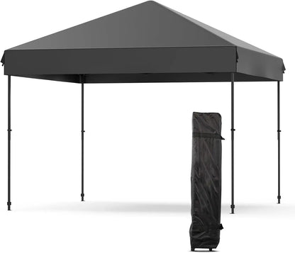 10x10 FT Pop Up Canopy Tent, Black Heavy Duty Waterproof Gazebo Shelter with Wheeled Carry Bag Portable Instant Sun Shade for Outdoor Parties, Events & Camping,Patio, Garden, Beach
