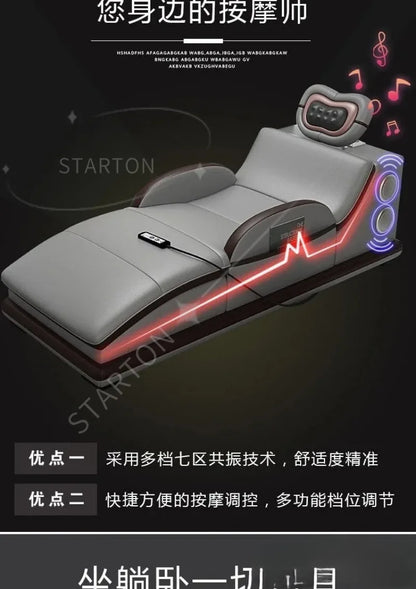 Italian Sofa with Bluetooth, Speaker, Functional Headrest, Massage Chaise | Big Corner Couch
