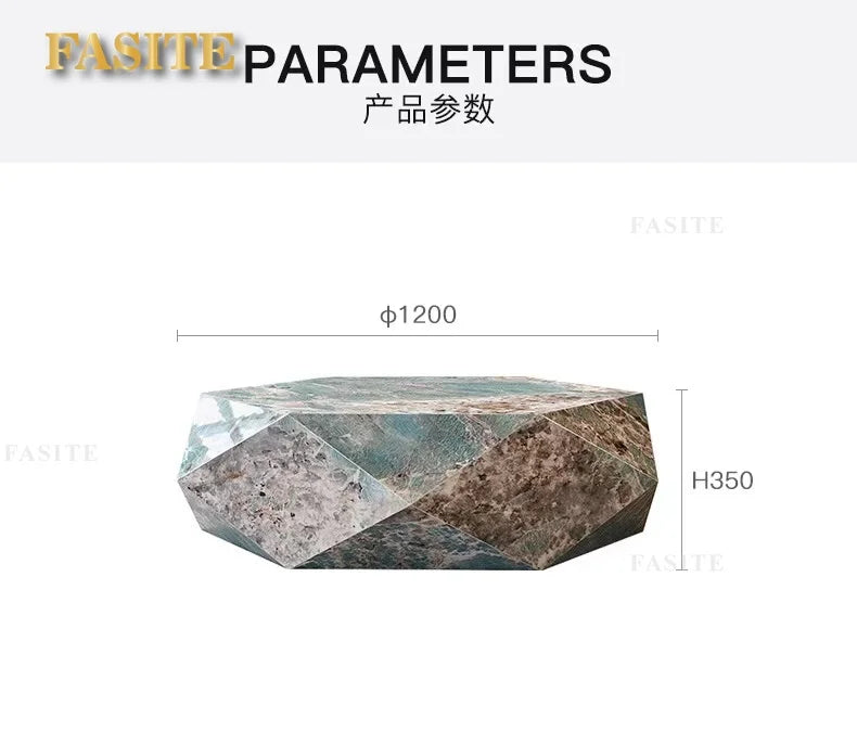 Postmodern tea table simple polygonal tea table Amazon green Italian light luxury rock slab special-shaped coffee table designer